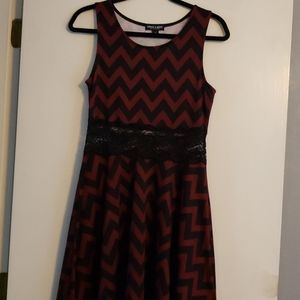 Maroon and Black Chevron Dress